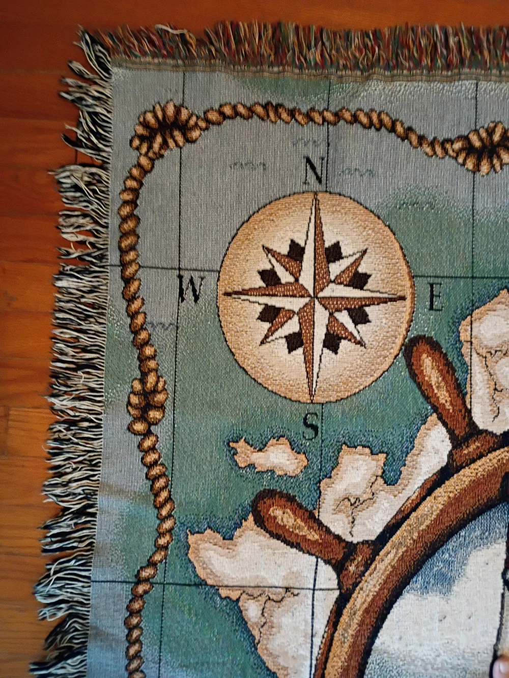 Nautical Lighthouse Woven Tapestry Throw Blanket Vintage 90s Coastal 66